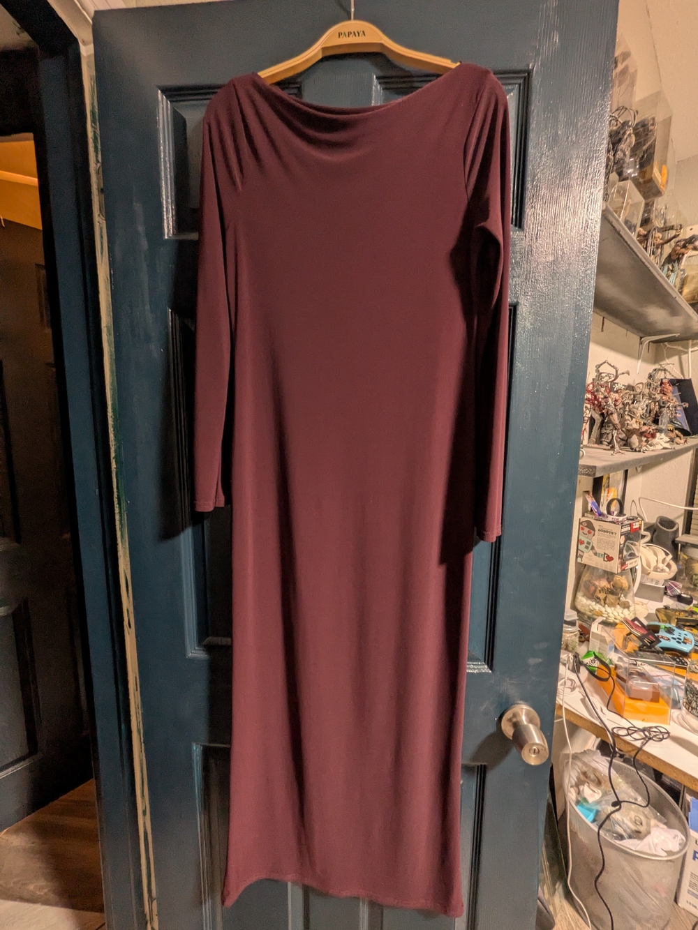 Long Sleeve Maxi Dress in Purple Size Medium